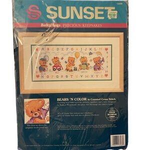 Sunset Sealed Baby Hugs Precious Keepsakes Bears N Color Counted Crosstitch Kit